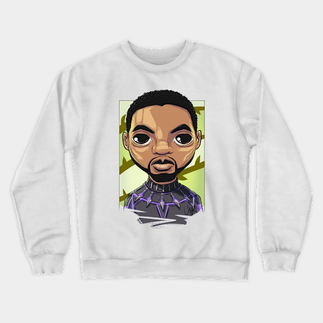 Pop Culture Caricature #5 - Black Panther Crewneck Sweatshirt by yazgar